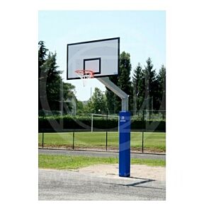 Coppia impianto basket monotubolare standard, con piastra fissaggio a terra, Morale Sport, b654/s