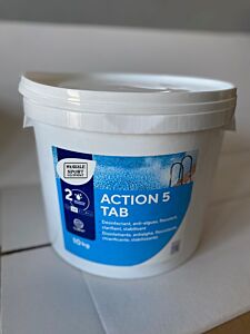 Disinfettante anti alghe per piscine action 5 tab, fusto da 10 kg, Morale Sport