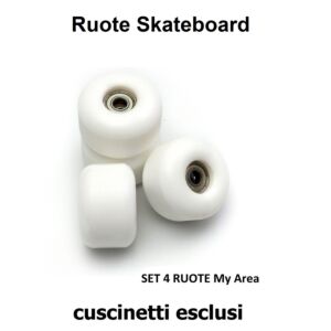 Ruote skateboard my Area, set 4 pezzi, bianco,  senza cuscinetti, 54 mm