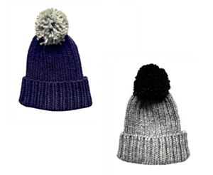 Cappello a cote con pom pom, br134