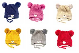 Cappello junior con orecchie a pom pom, Brizza Sport, 0144
