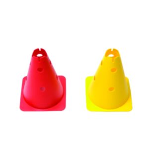 Cono singolo di plastica a 8 fori, altezza 30 cm, con base e incavo, Morale Sport, k825/f