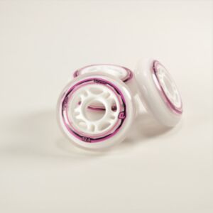 Set 4 ruote per pattini in linea, bianco/rosa, my Area dim. 70/72 mm.